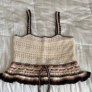 American Eagle Outfitters Crochet Camisole in Cream, Brown and Tan